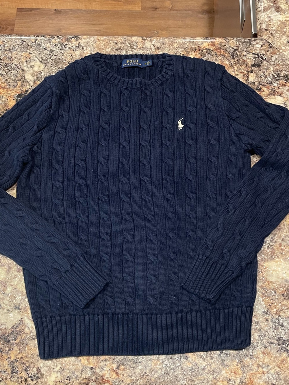 Ralph Lauren Navy Cable-Knit Crewneck Sweater